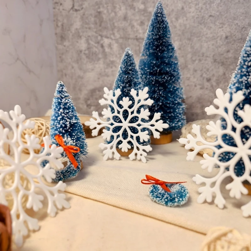 40pcs Large Festive Snowflake Ornaments - Holiday Decorations, 10cm Diameter, Electricity-Free, Christmas Tree Decorations,