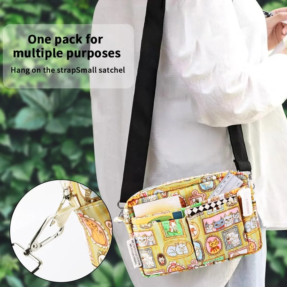 E-WEICHEN Multiple Pockets Portfolio Organizer with Zippered, Makeup Bag Travel Essentials for Women, Simple Waterproof Statione