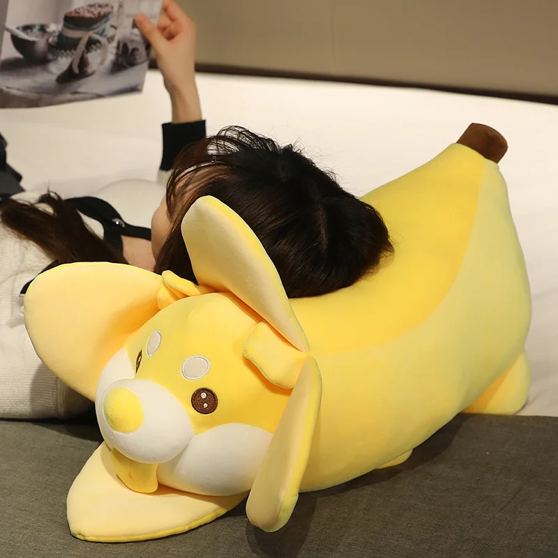 1PC 25-60cm Banana Shiba Inu Dog Cute Fruit Fairy Animal Plush Toy Fluffy Stuffed Soft Doll Kawaii Pillow Kids Toys Gift