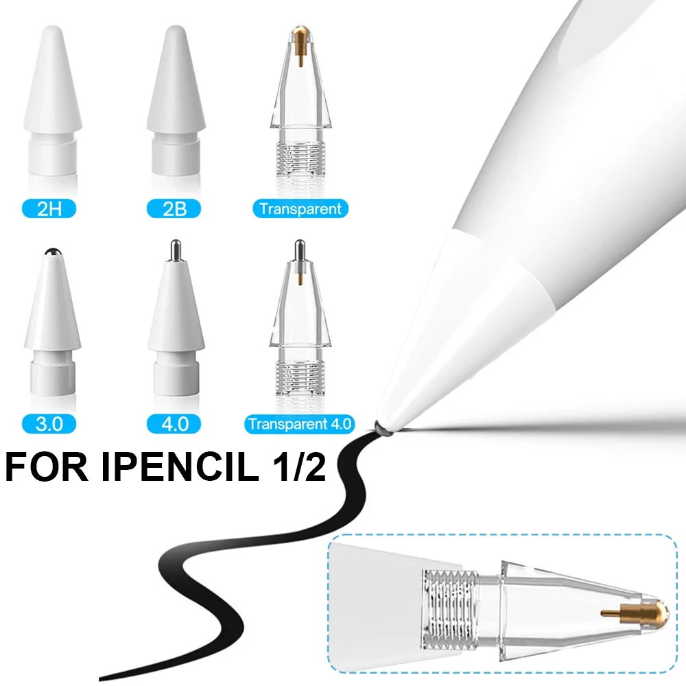 Transparent Replacement Stylus Pen Tips For iPencil 1st 2nd Generation Fine Point Metal Tip Wear-Resistant Precise Cont Nib