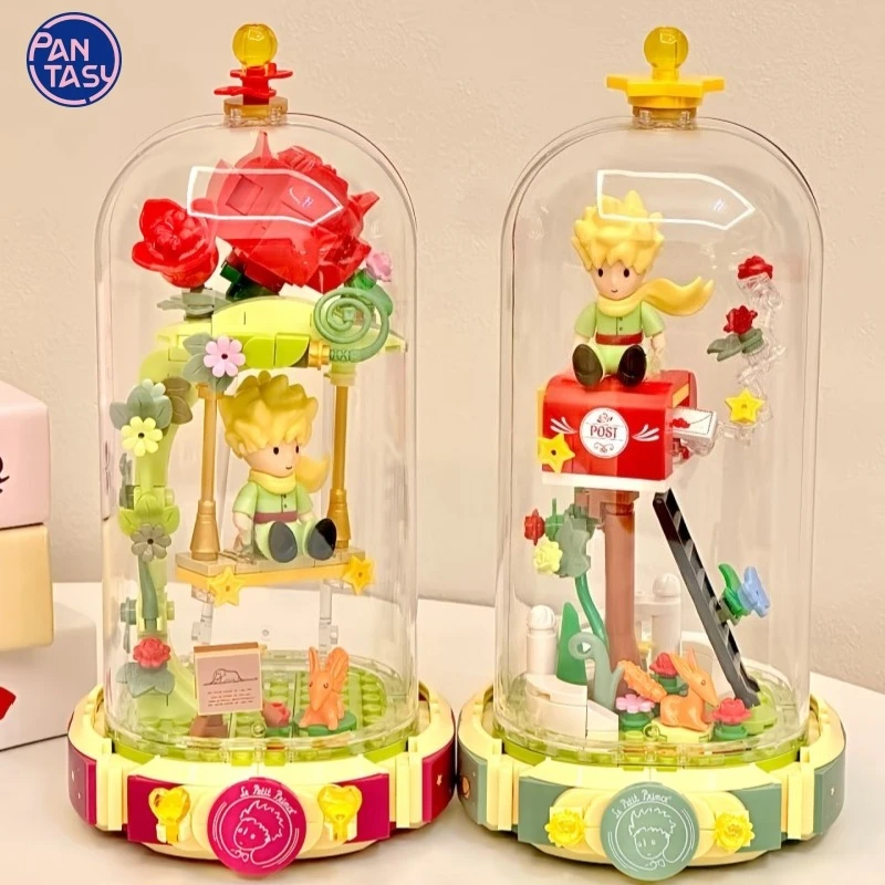 

The Little Prince Building Blocks Eternal Roses Romantic Bouquet Email Street Lamp Assembly Toy Clock Model Ornament Gift