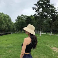 Summer Elegant Dome Straw Hats Women Girl 13cm/8.5cm 2 Sizes Solid Color Beach Sun Hat Foldable Portable Travel Holiday Panama - Image 3