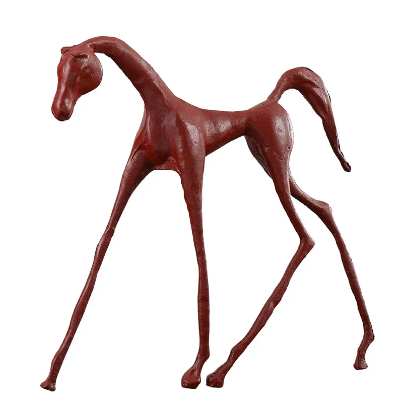 Metal Handicraft Ornaments Thin Horse Abstract Animal Sculpture Metal Figurine Decorative Figurines Home Decoration Accessories