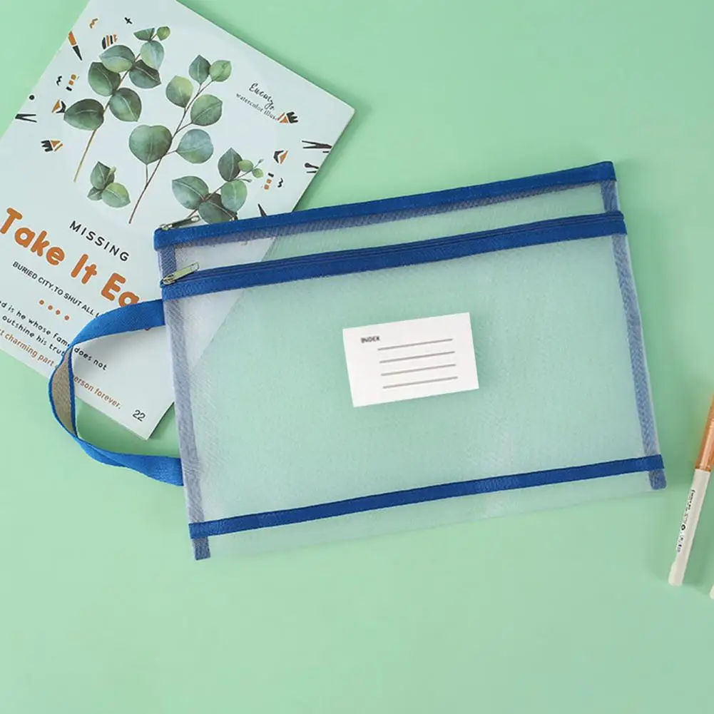 File Holder Storage Bag with Lanyard Zipper Closure for A4 Documents Capacity Transparent File Organizer Handheld File Organizer