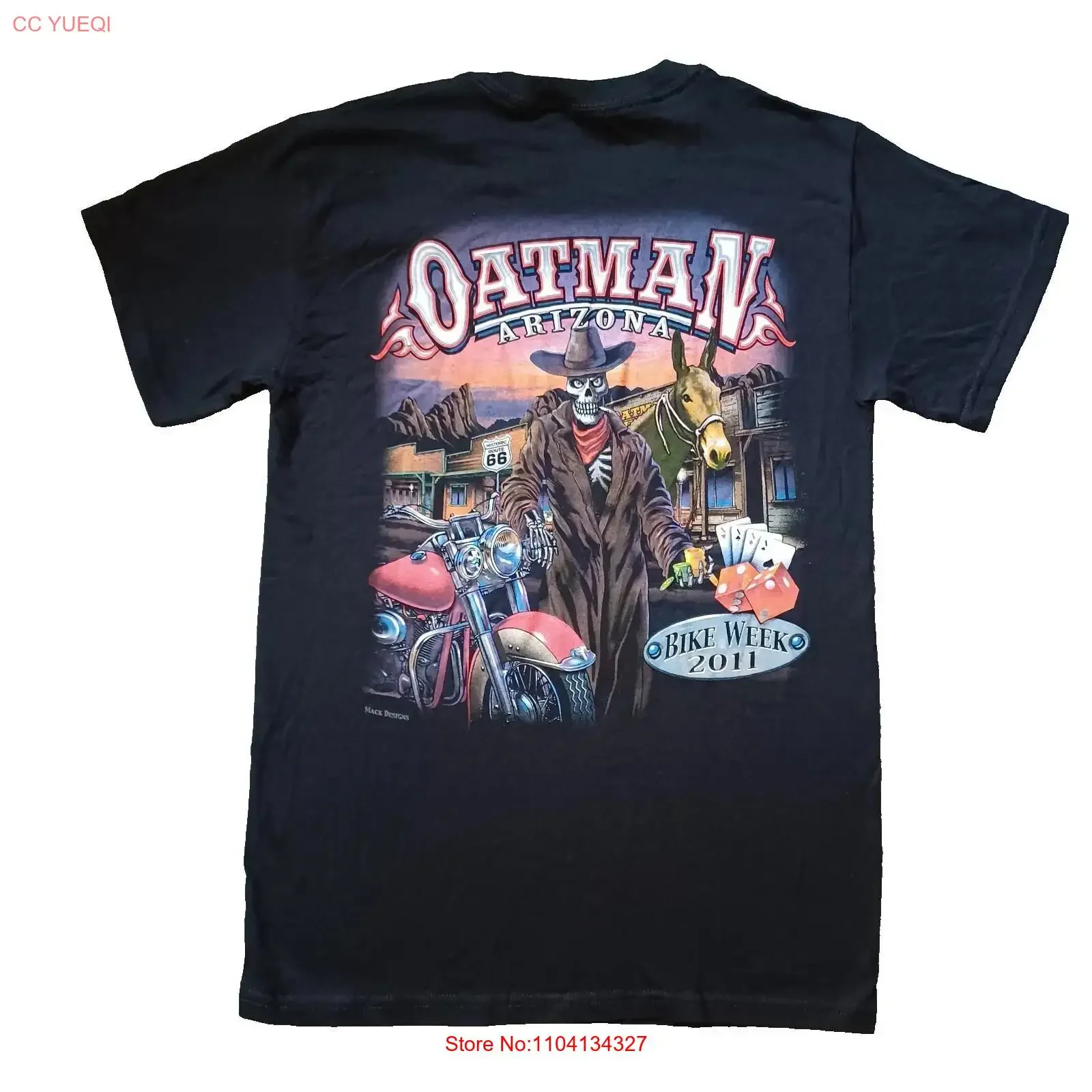 Oatman Arizona US 66 Bike Week 2011 Mens T Shirt S Black Motorcycle Rally vintage Washed Comfortable Unisex Soft