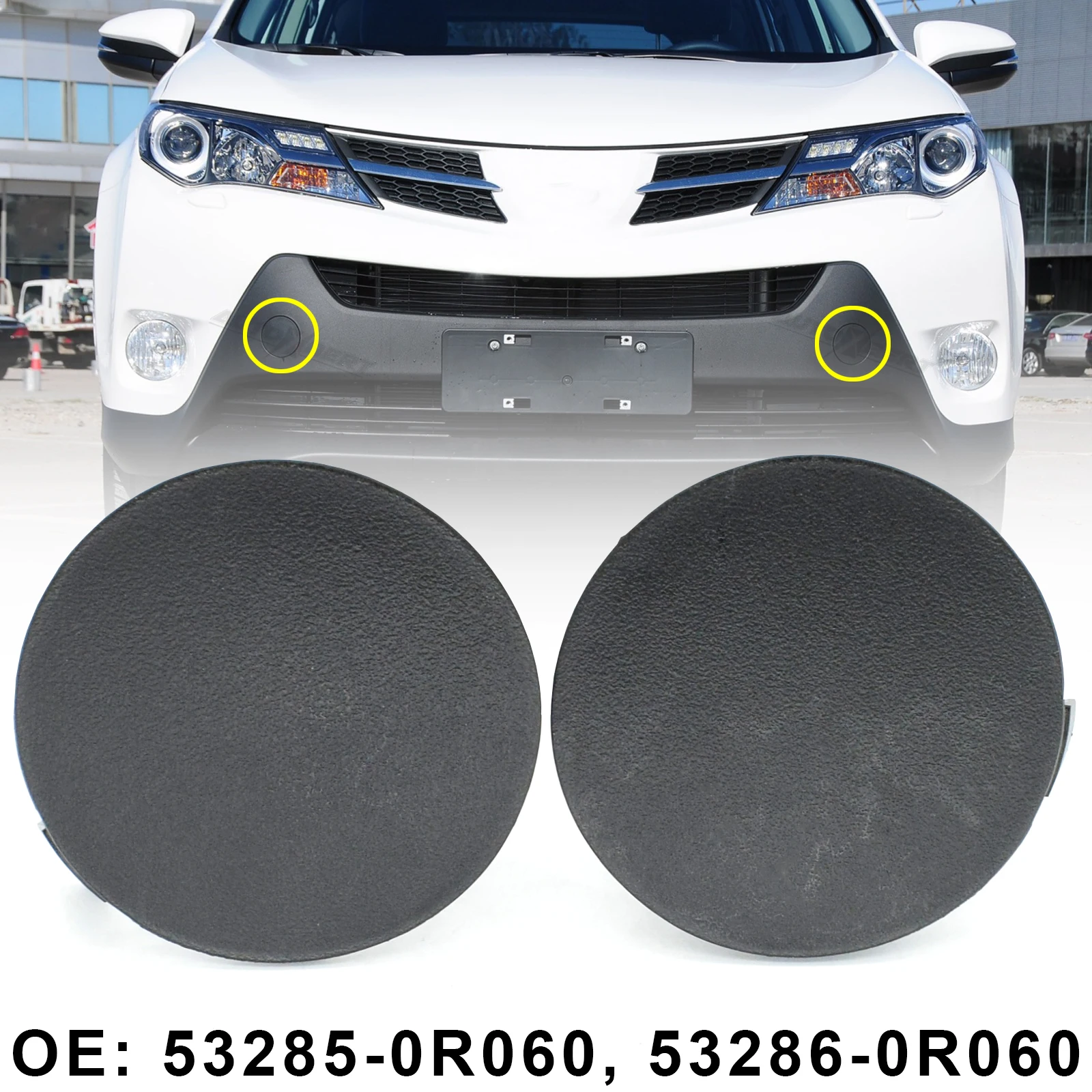 2pcs Front Tow Hook Cover Bumper Towing Trailer Right Left Cap For Toyota RAV4 XA40 2013-2015 53285-0R060 53286-0R060 Car Parts