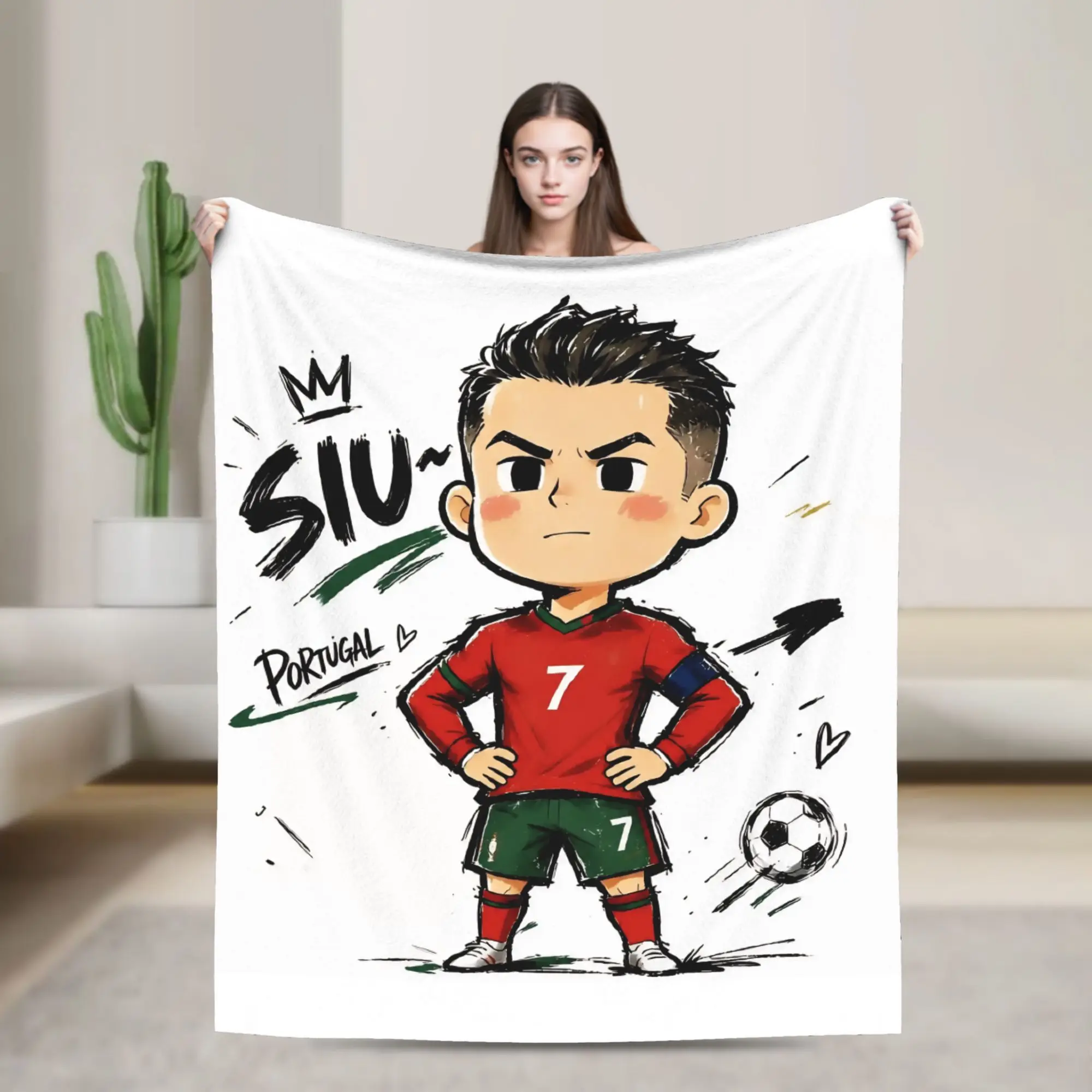 Пледы Siu 7 с изображением португальского футболиста, из кораллового флиса, ультрамягкие, для спальни, дивана, кровати, коврика.