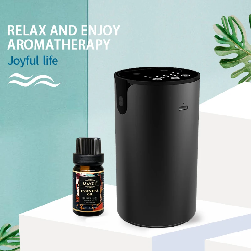 Difusor portátil de aroma automático para carro, Difusor de óleo essencial, USB Cool Mist, ambientador, apto para casa, escritório, quarto, preto