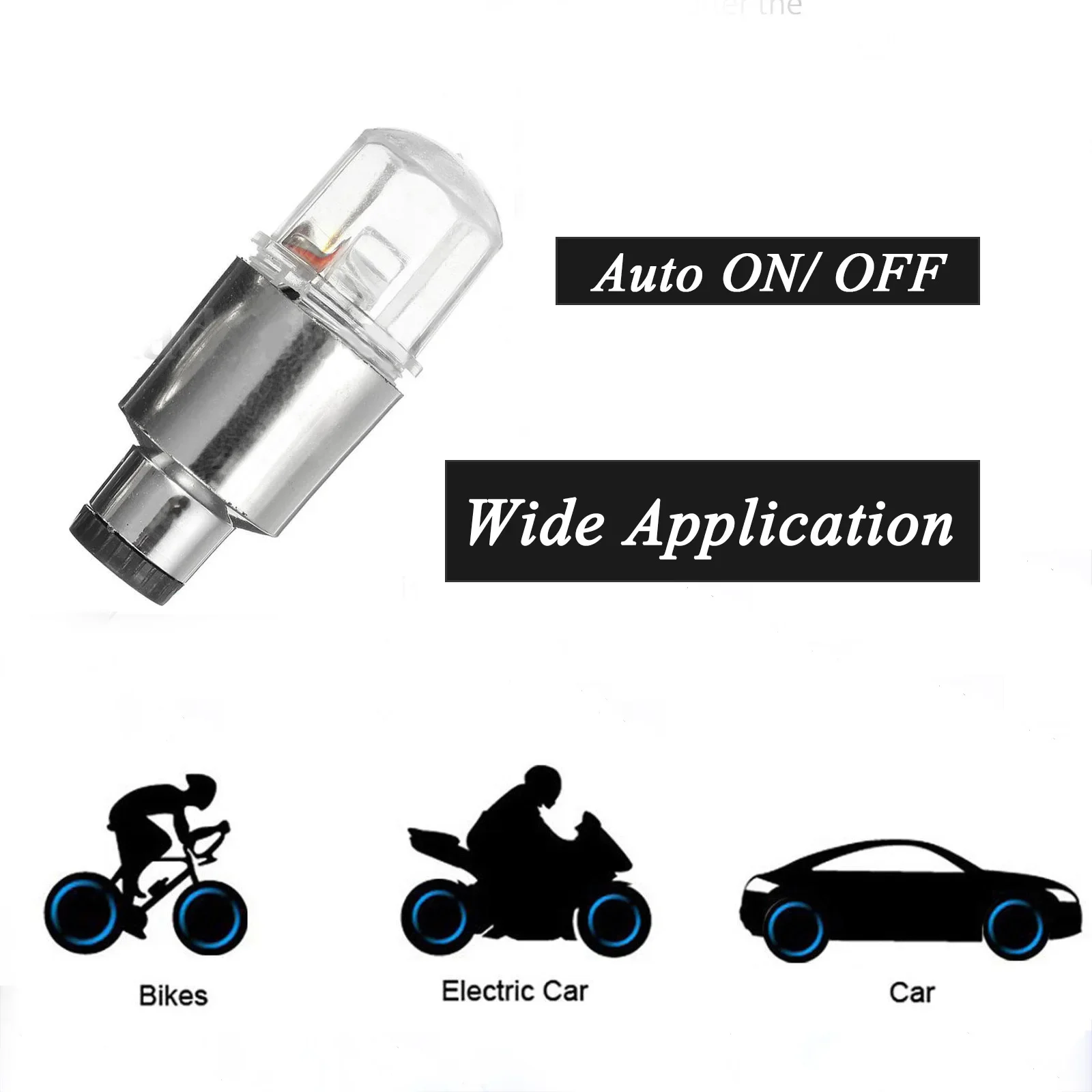 2PCS Bicycle Tire Valve Cap LED Lights Colorful Flash Lamps Auto Car Motorcycle Tire Air Valve Wheel Light Bike Accessories