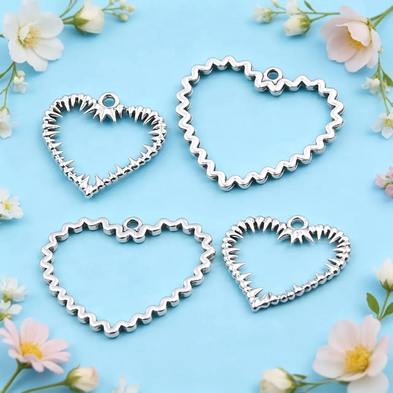 10Pcs/Lot 2 Styles Photo Color Charms Love Metal Alloy Heart Pendant for DIY Jewelry Craft Accessories Marking Find