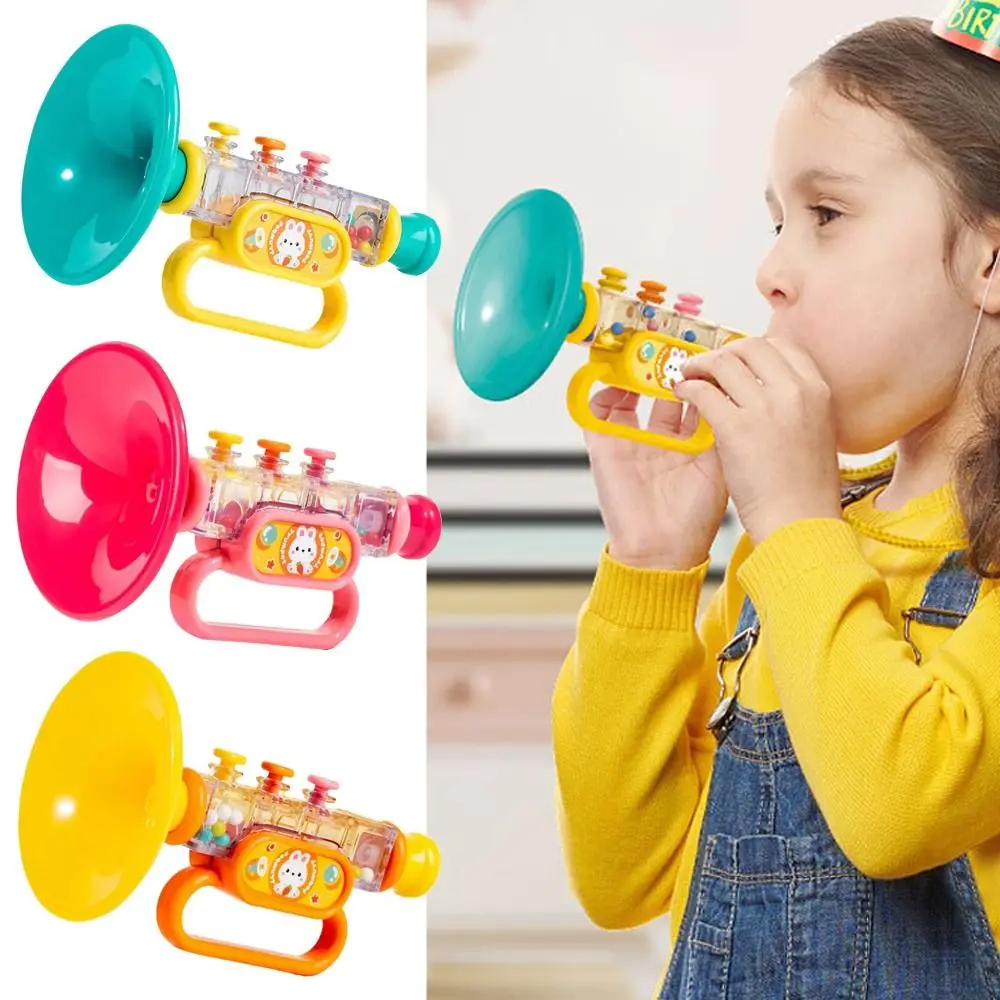 ทรัมเป็ตเป่าลมขนาดเล็กสำหรับเด็กเล็ก พร้อมเชือกแขวน รูปกระต่ายการ์ตูน ของเล่นเสริมพัฒนาการด้านการพูด เครื่องดนตรี ทรัมเป็ตของเล่น