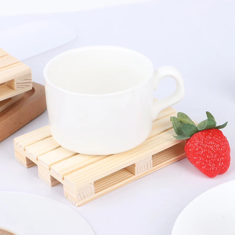 1 Pc 12*8*2cm Mini Wooden Pallet Beverage Coasters Insulation Pad Cup Coaster Pot Mat