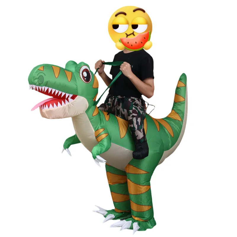 

Riding Dinosaur Costume Adult Halloween Holiday Theme Party Funny Air Blow Dress Up Suit Women Men Performance Atmosphere Props