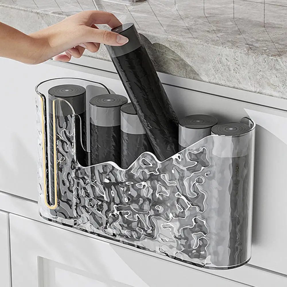 Clear Garbage Bag Storage Box Extra Length Height Wall Mounted Trash Bag Holder Easy Installation Garbage Bag Organizer 쓰레기봉투