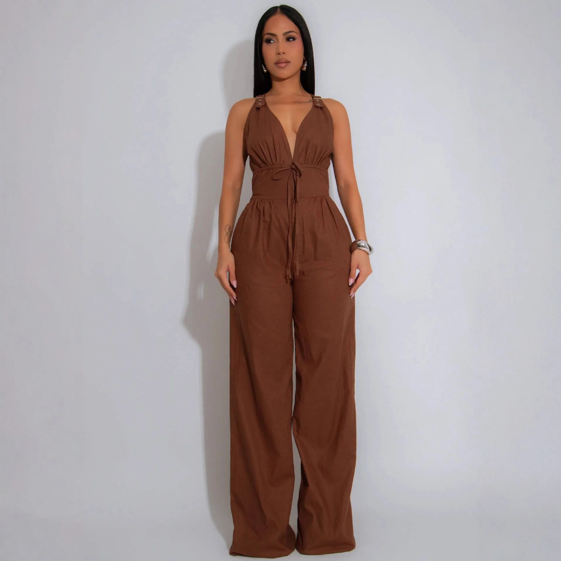 Sexy Nightclub Party Dance Gathering Club Banquet Custom-Cut Sleeveless Sports Fitness Jumpsuit