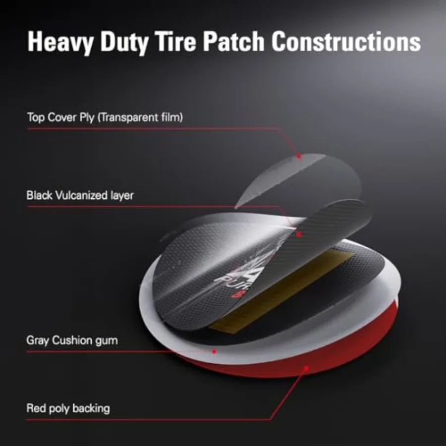 100 PCS Combination All Purpose Tire Repair Patch Kit Heavy Duty, for Car Van Truck Bus Motorcycle Bike and Inner Tire, Round 1