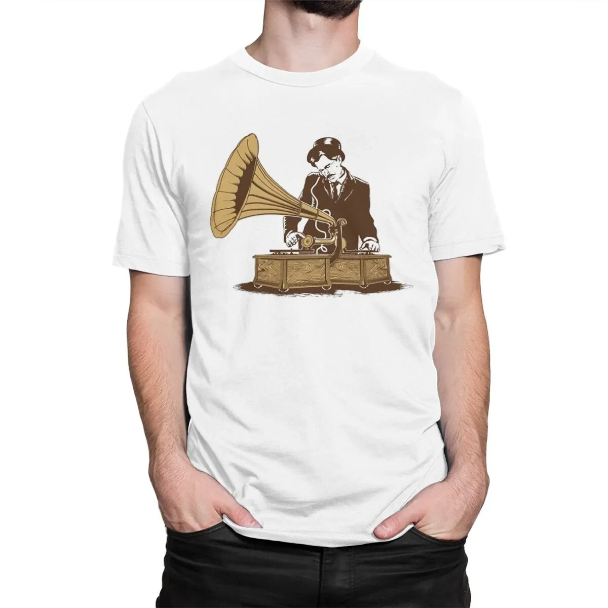 Retro Gramophone DJ T-shirt, Men's Women's Sizes wtb-027