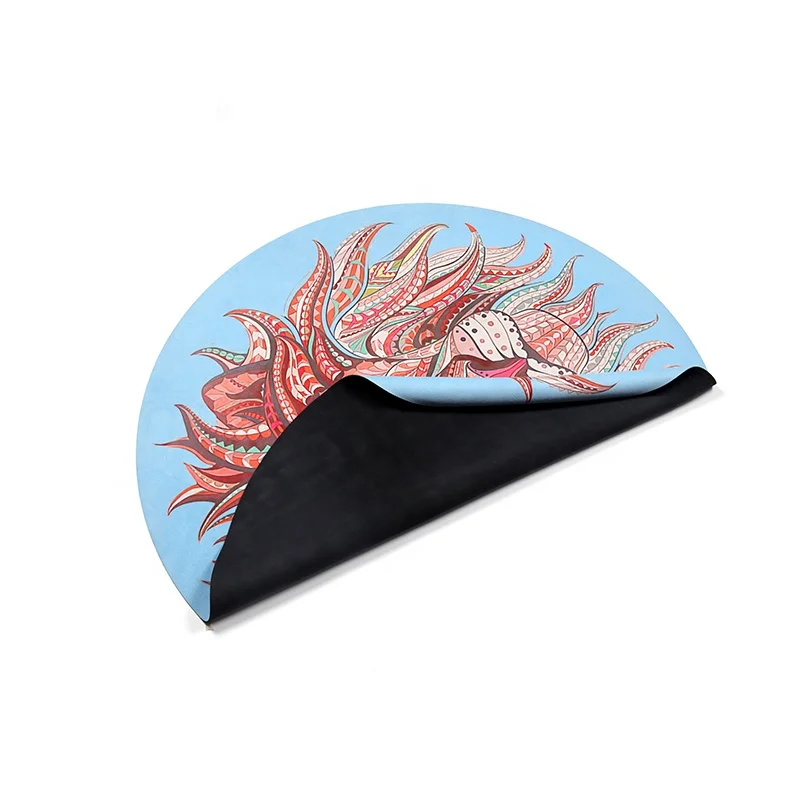 

Eco Friendly Premium Non Slip Meditation Suede Towel Natural Rubber Round Yoga Mat