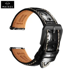 Maikes Top Brand Leather Watch Strap 20mm 21mm 22mm Accessories Bracelet For Rolex Breitling Omega IWC Watch Band