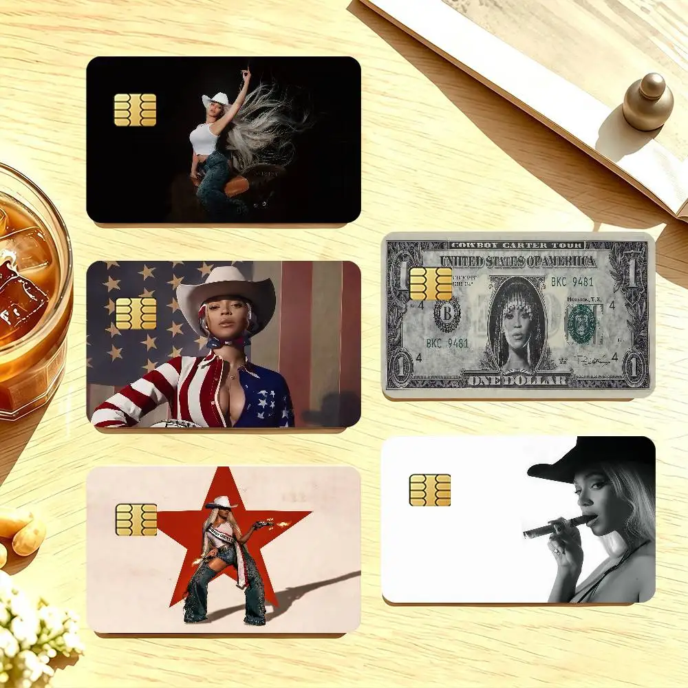 Singer B-Beyonce Cowboy Carter Credit Card Public Transportation Cards Sticker Waterproof Card Face Decoration 4PCS