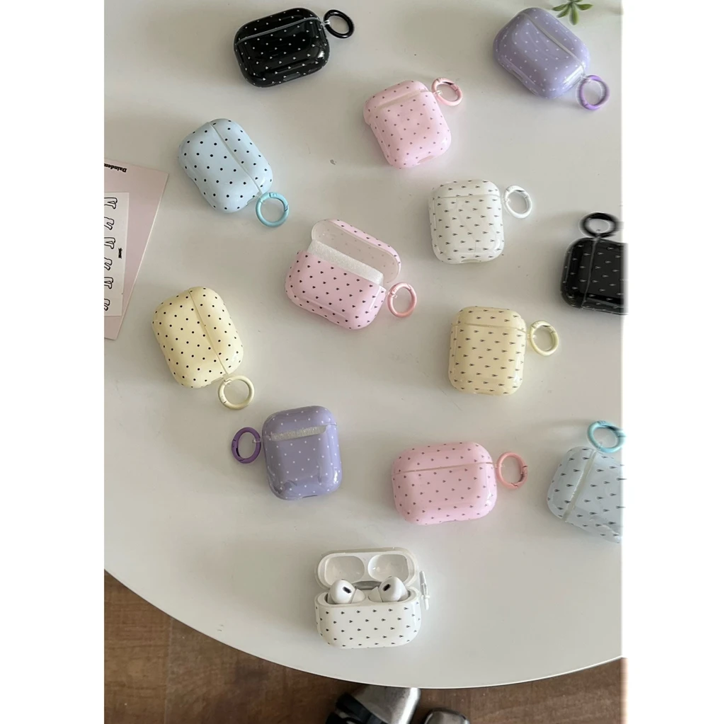 7 Colors Korean Style Cute Small Polka Dot Pattern Earphone Case Cover for AirPods 1 or 2 3 4 5 Pro 2 Pro 3