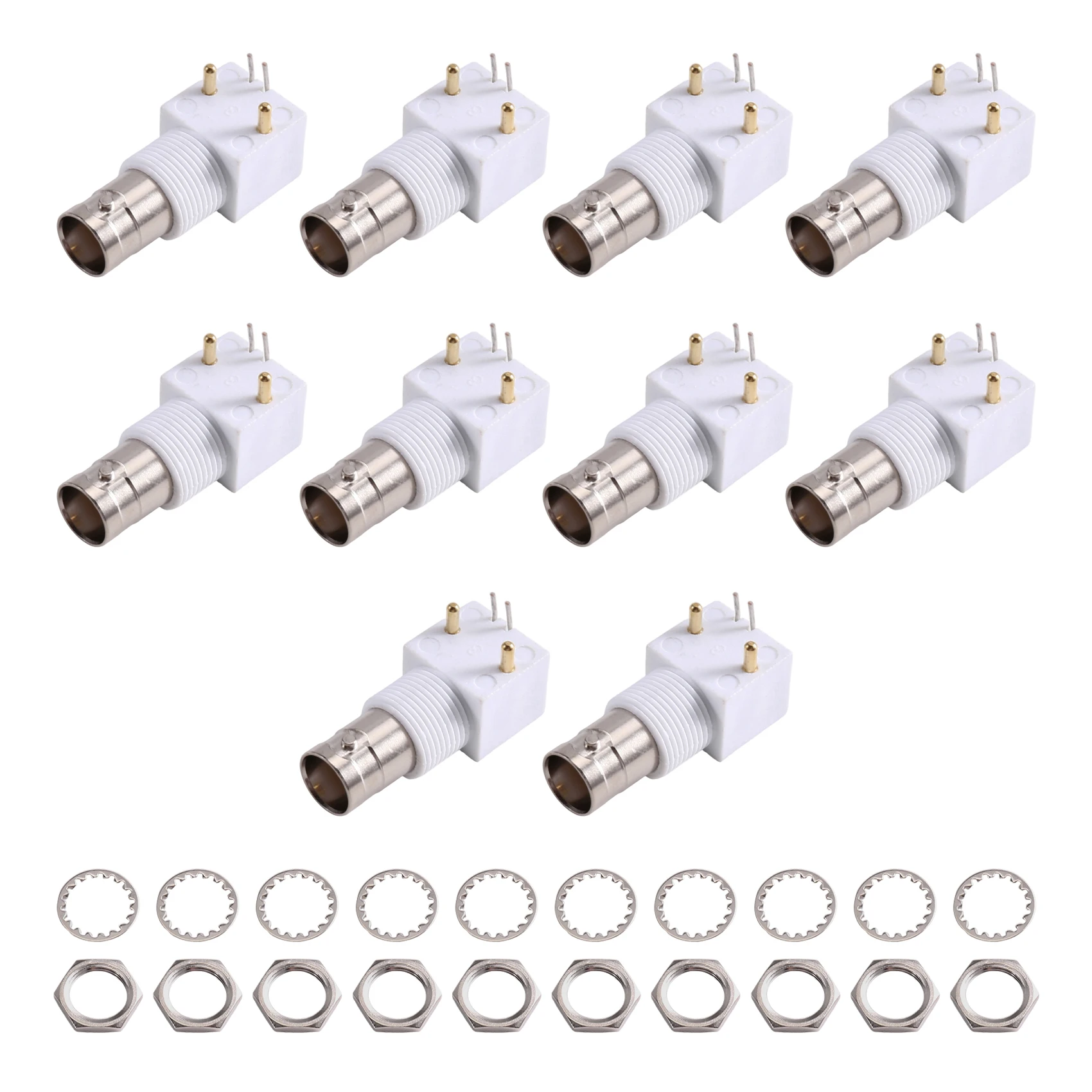 A97I-Commercial BNC Through Hole Female Right Angle PCB Mount Bulkhead RF Coaxial Connector 10Pcs For Electronic Components