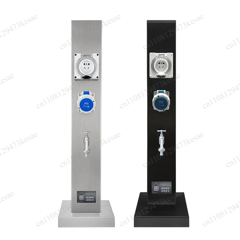 Outdoor RV Campsite Water & Power Pedestal IP66 Waterproof 5-Hole Socket Post Multifunctional Industrial Power Supply