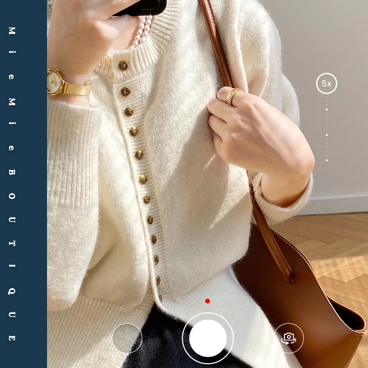 

Вязаный свитер Ele с изысканным золотым дизайном и несколькими пуговицами, винтажный открытый кардиган с разрезом по подолу для женщин