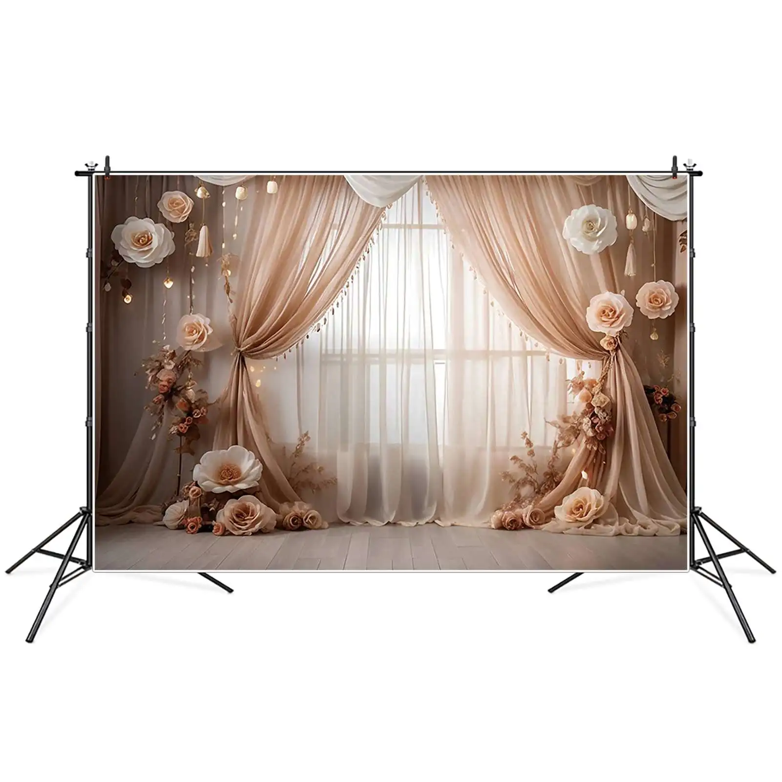 Богемный белый фон для дня рождения MOON.QG, драпированные тканевые фоны для стен с цветочным рисунком для девочек, Оригинальное оформление