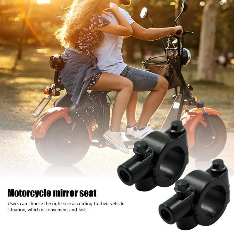 Motorcycle Handlebar Mirror Mount Motorcycle Mirror Mounting Clamps 2Pcs Motorcycle Mirror Mount For 22mm Or 25mm Diameter