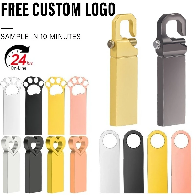 

Custom LOGO Free Flash Drives Metal 64GB 128GB Free Logo Black 32GB Pen Drive USB Stick 16GB Memory Stick U Disk 8G 4G Pendrive