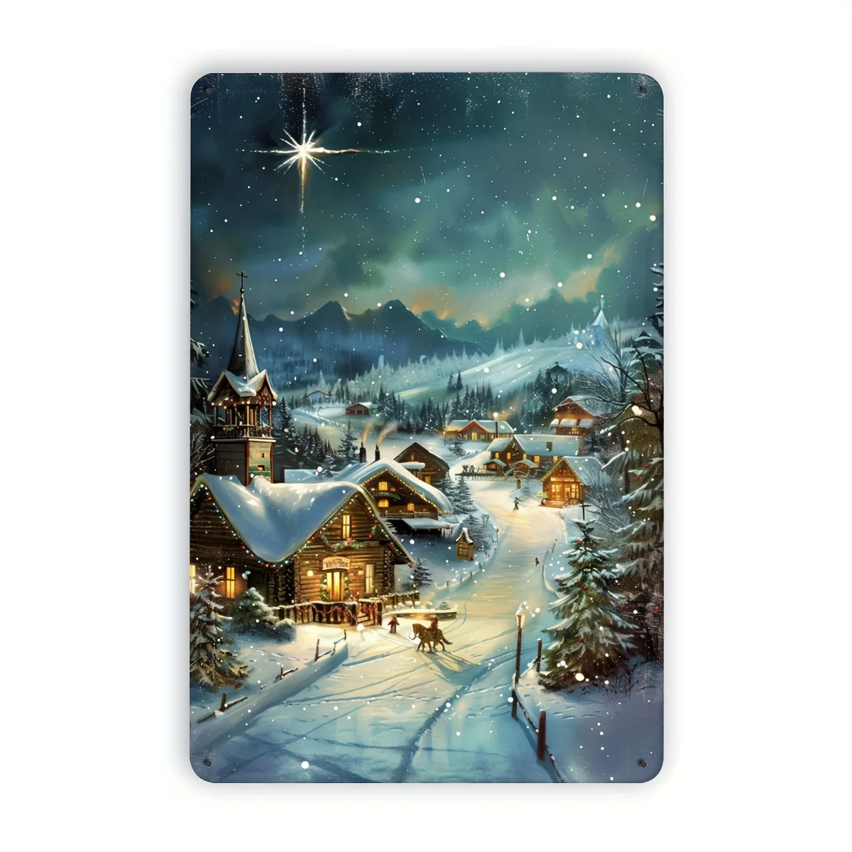 Charming Village Christmas Metal Tin Sign - 8x12 Inches, Perfect for Indoor & Outdoor Decor, Ideal for Home, Bar, Cafe, or Garag