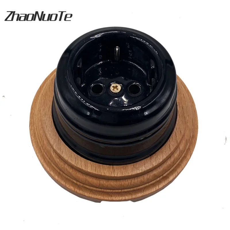 High Quality European Retro Ceramic Electrical Socket Wall Lamp Outlet EU Socket 16A 110V-250V