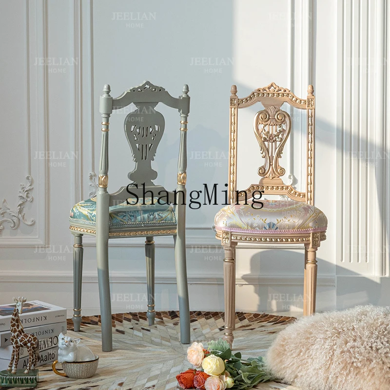 

SM new home high-end solid wood hand-carved desk chair home dressing leisure chair