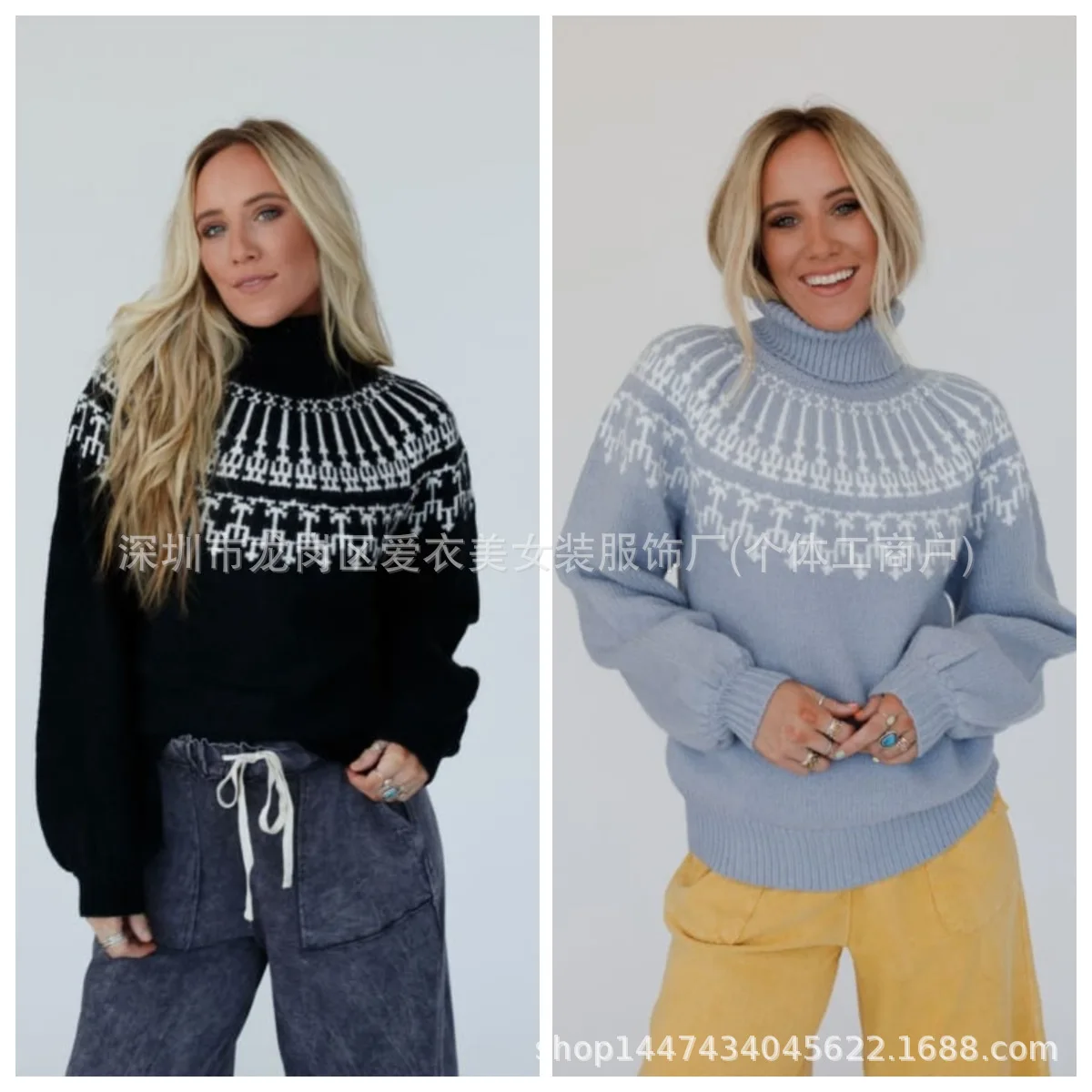 

2024 Autumn and Winter New Style Slim and High Necked Thick Christmas Long Sleeved Knitted Sweater Fashionable Women's Sweater