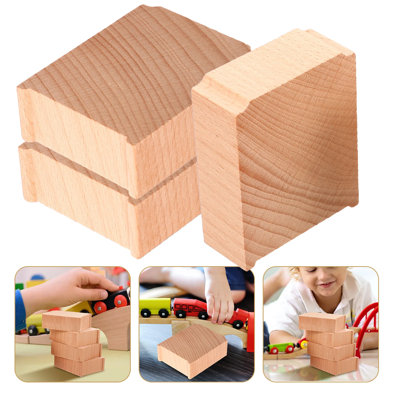 

6 Pcs Train Pier Bridge Riser Wooden Railway Accessories Supports Track Risers Toy