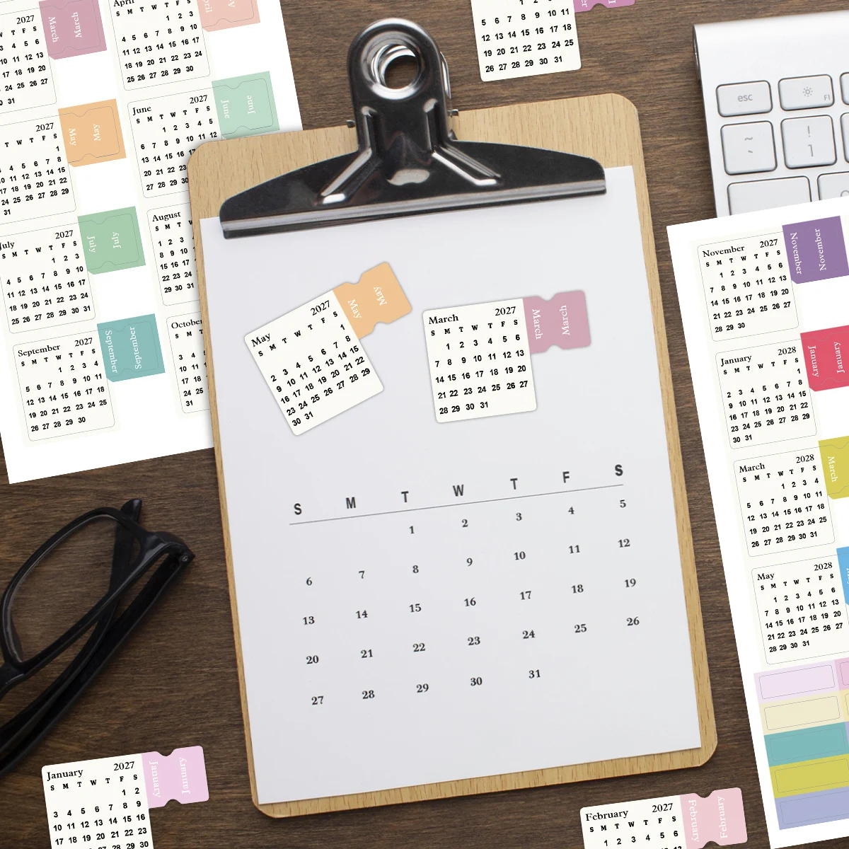 2sheets 2027 Calendar Stickers,Monthly Planner Index Tabs For Scrapbooking,Month Date Label For Notebooks,Planners,Organization