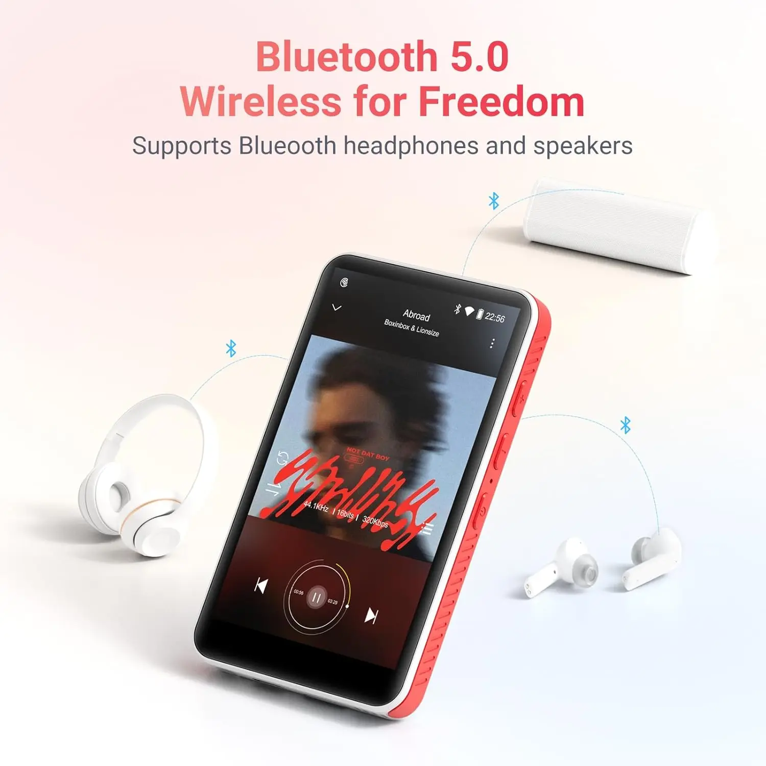 مشغل MP3 192 جيجابايت (128 جيجابايت + 64 جيجابايت) مزود بتقنية البلوتوث وواي فاي، وشاشة لمس عالية الدقة 4.0 بوصة ومكبر صوت، حتى 1 تيرابايت