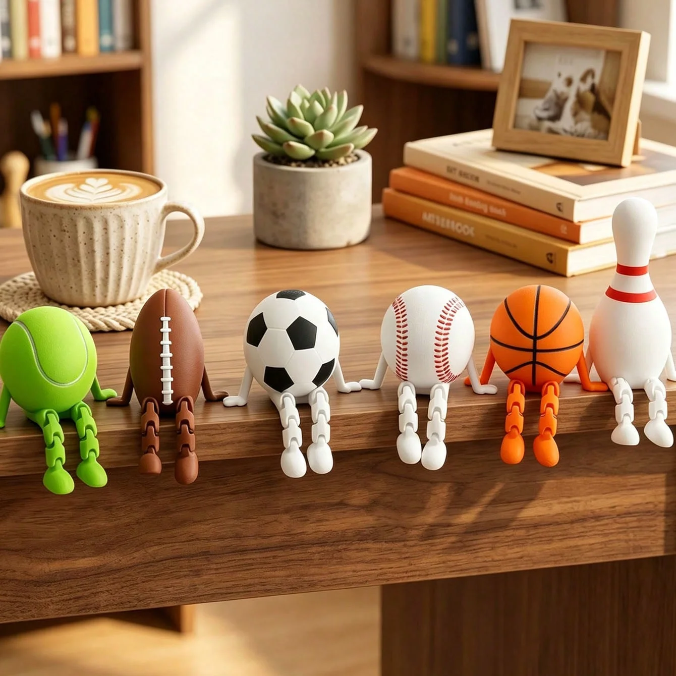 3D Printed Sports Ball Figurine Collection Soccer Ball Baseball Basketball Rugby Bowling Ball Figurines Desktop Ornaments Gifts