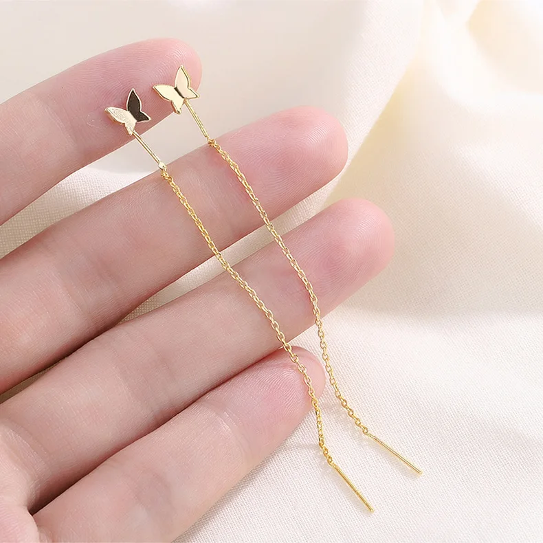 Women's Long Tassel Silver Color Drop Earrings, Elegant Gift