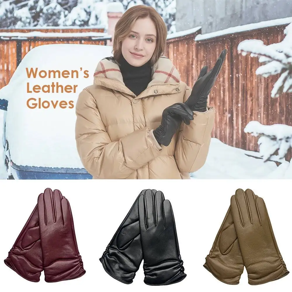 

Женские зимние теплые элегантные перчатки с мягкой флисовой подкладкой Emed, холодостойкие с разрезом на палец для выходных, повседневная одежда