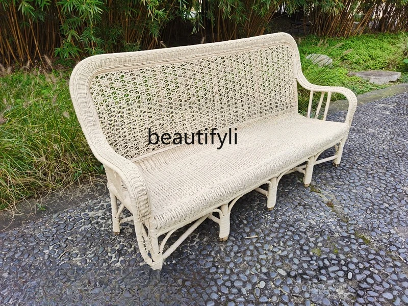 Four-Seat Bamboo Chrysanthemum Special Fine Woven Plant Rattan Pastoral Rattan Woven Couch