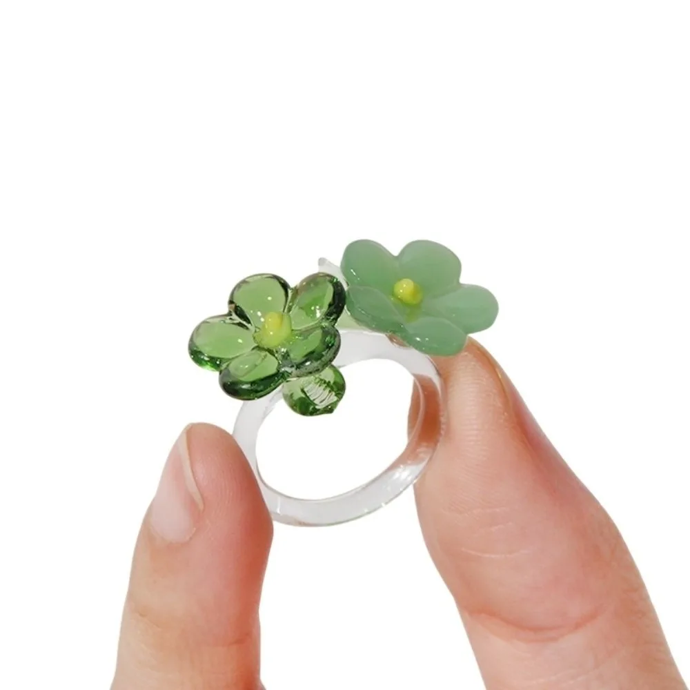 Overlay Handmade Glass Bird Ring Cute Exquisite Flowers Finger Ring Childishness Vintage Coloured Glaze Ring Hipster