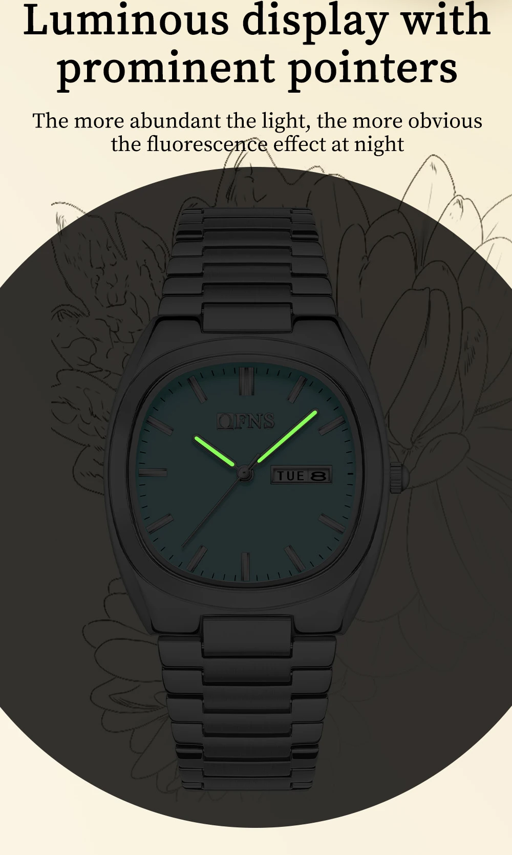 Alla moda OFNS Nuovo 1566 Orologio al quarzo da donna d'affari Impermeabile Doppio calendario Luce notturna Orologio al quarzo da donna di lusso