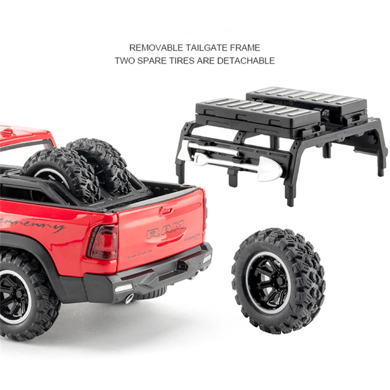 1:32 Dodge Mammoth 1000 TRX Alloy Pickup truck Model Diecast Metal Toy Off-Road Vehicle Simulation Sound&Light Kid Birthday Gift