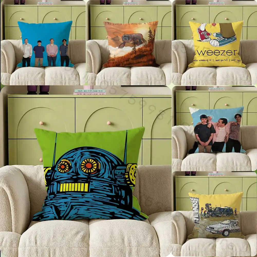 Band W-Weezer Print Throw Pillow Cover Square Cushion Case for Living Room Bedroom Decor