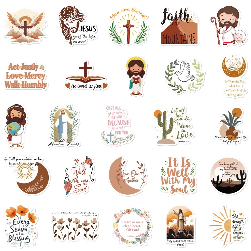 10/30/50pcs Biblical Sayings Jesus Christ Stickers Holy Bible Quote Cartoon Decals DIY Suitcase Phone Laptop Sticker Decoration