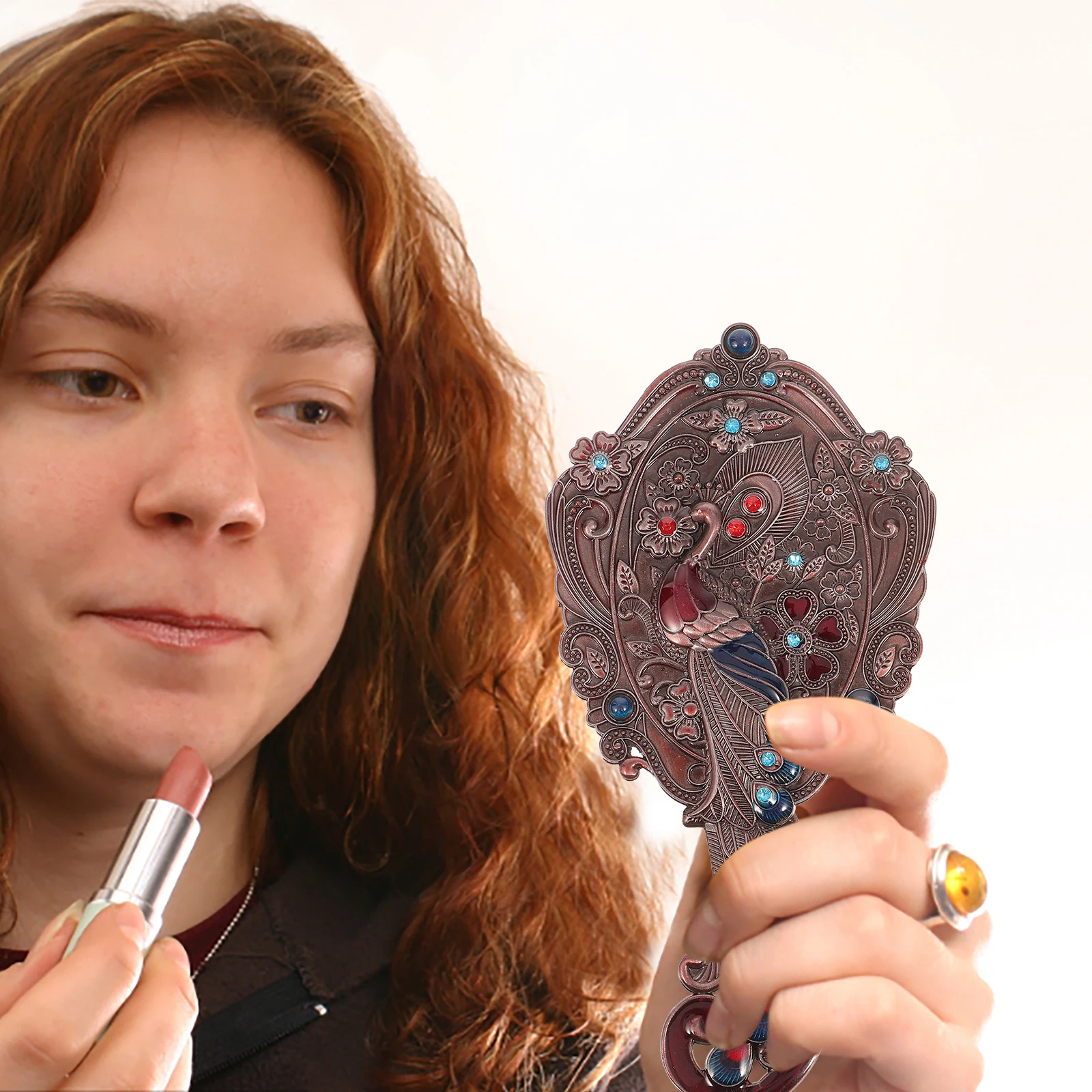 مرآة مكياج مدمجة مع مشط مرآة زينة كلاسيكية للتحقق من الجزء الخلفي من أداة مكياج الشعر الخاصة بك