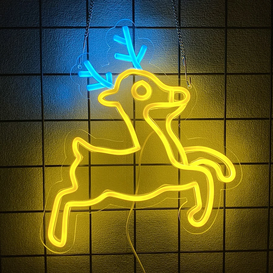Deer LED Neon Lights Sign for Wall Mount Decor, USB Powered Sign For Bar, Man Cave, Bedroom, Game Room, Garage,Easy to Install.