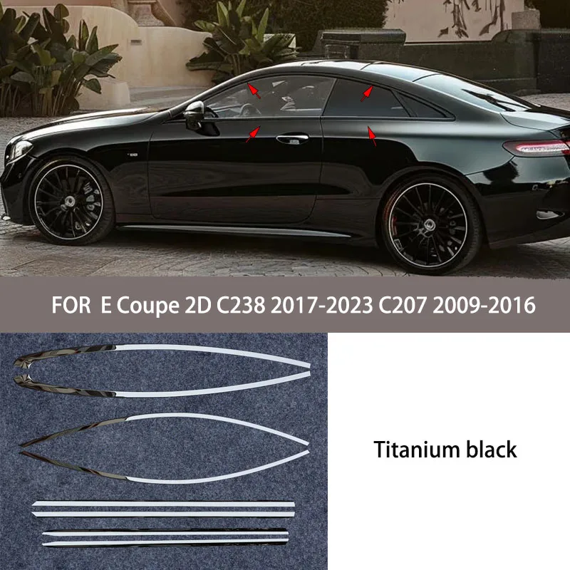 

FIT For Mercedes-Benz E Coupe 2D C238 2017-2023 C207 2009-2016 black Exterior Window Molding Strip Sill side Cover Trim